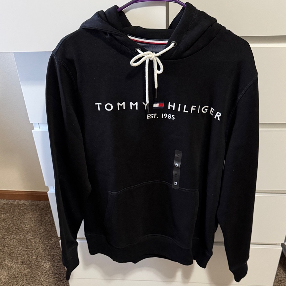 Tommy Hilfiger Black Hoodie with White Accents